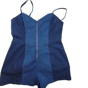 Derek Heart Denim Jumper Womens L Blue Jean Cotton Stretch Bootie Bodycon Zipper